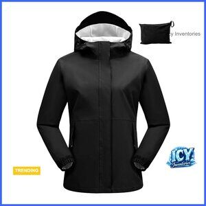Waterproof Cycling Rain Jacket Lightweight Packable Windbreaker Hood